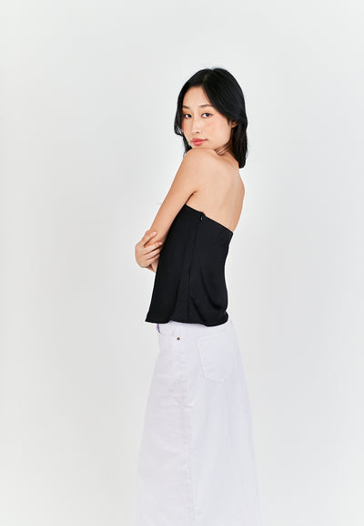 Anavel Black Classic Side Zipper Tube Top