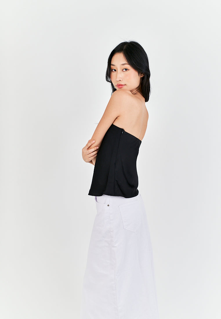Anavel Black Classic Side Zipper Tube Top