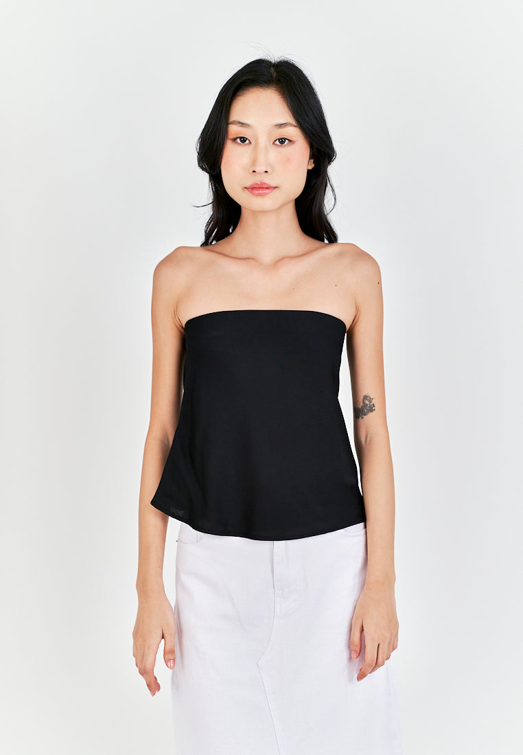 Anavel Black Classic Side Zipper Tube Top