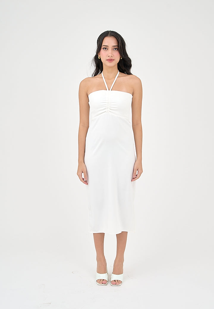 Nyrobi Milky White Halter Midi Dress