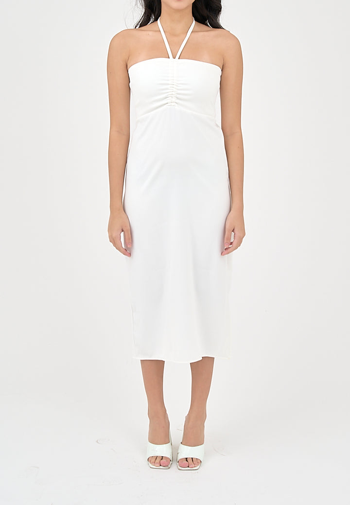 Nyrobi Milky White Halter Midi Dress