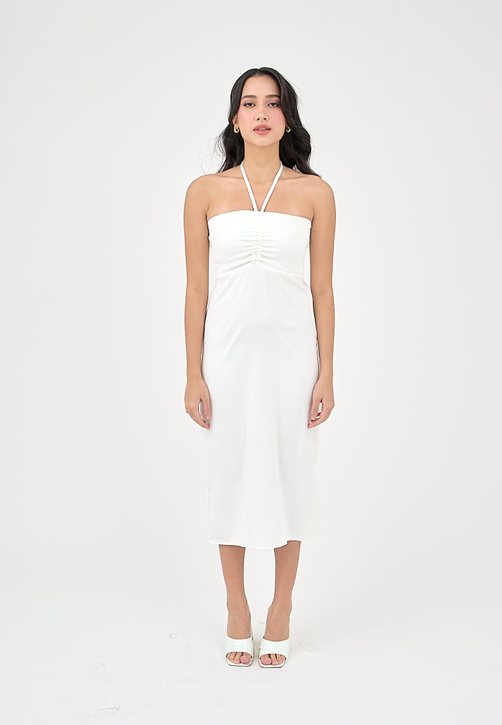 Nyrobi Milky White Halter Midi Dress