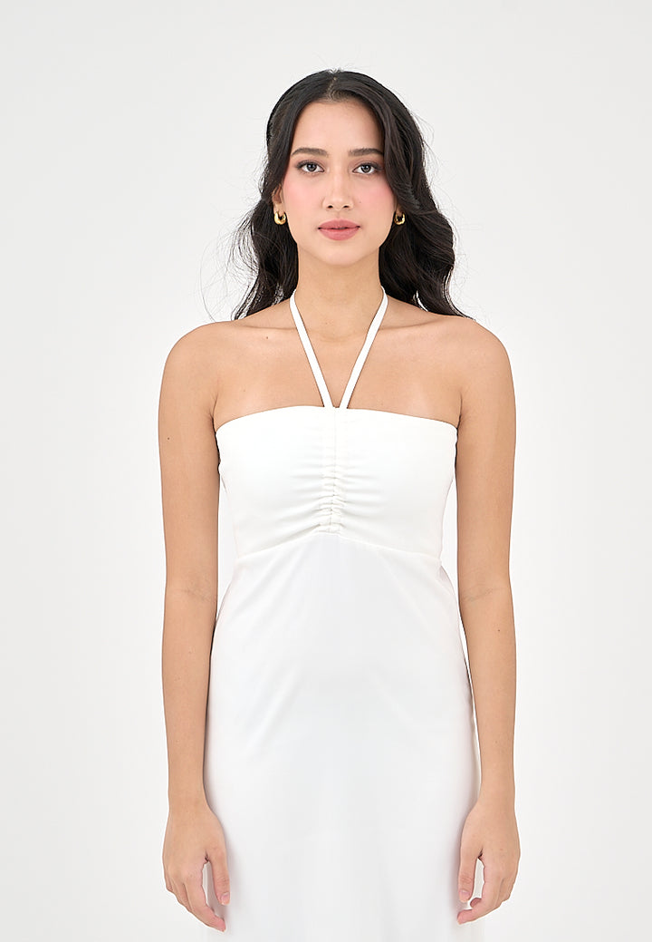 Nyrobi Milky White Halter Midi Dress