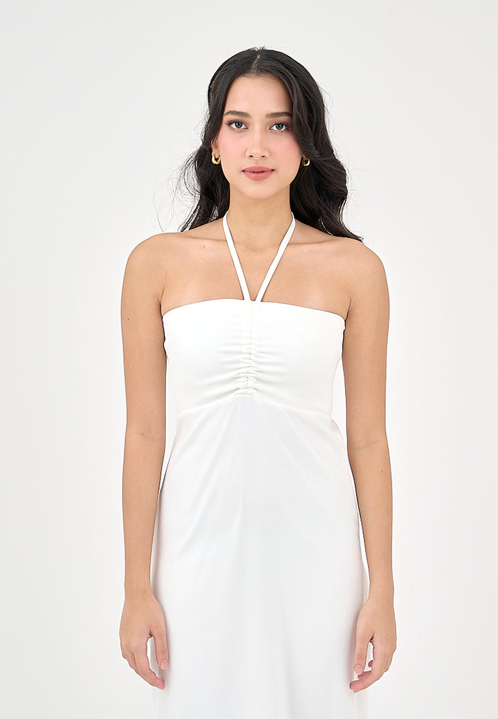 Nyrobi Milky White Halter Midi Dress