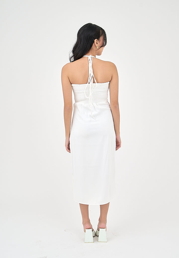 Nyrobi Milky White Halter Midi Dress