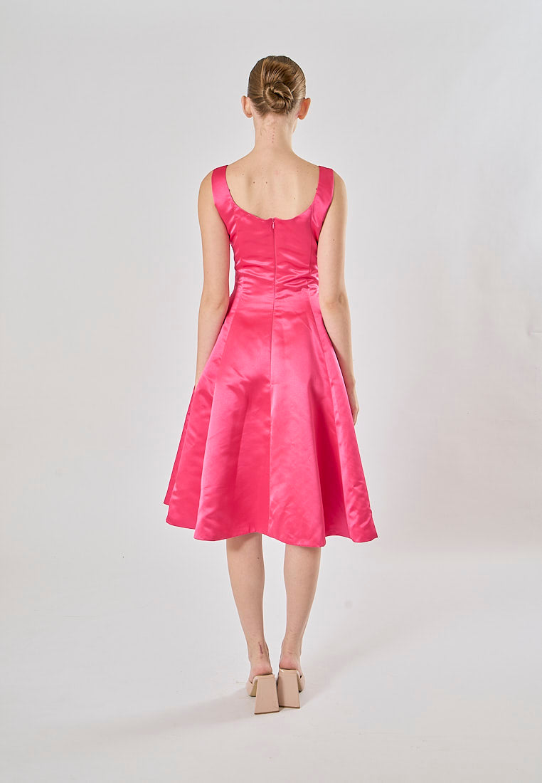Zacari Rosie Pink  A-line Square Collar Maxi Prom Dress