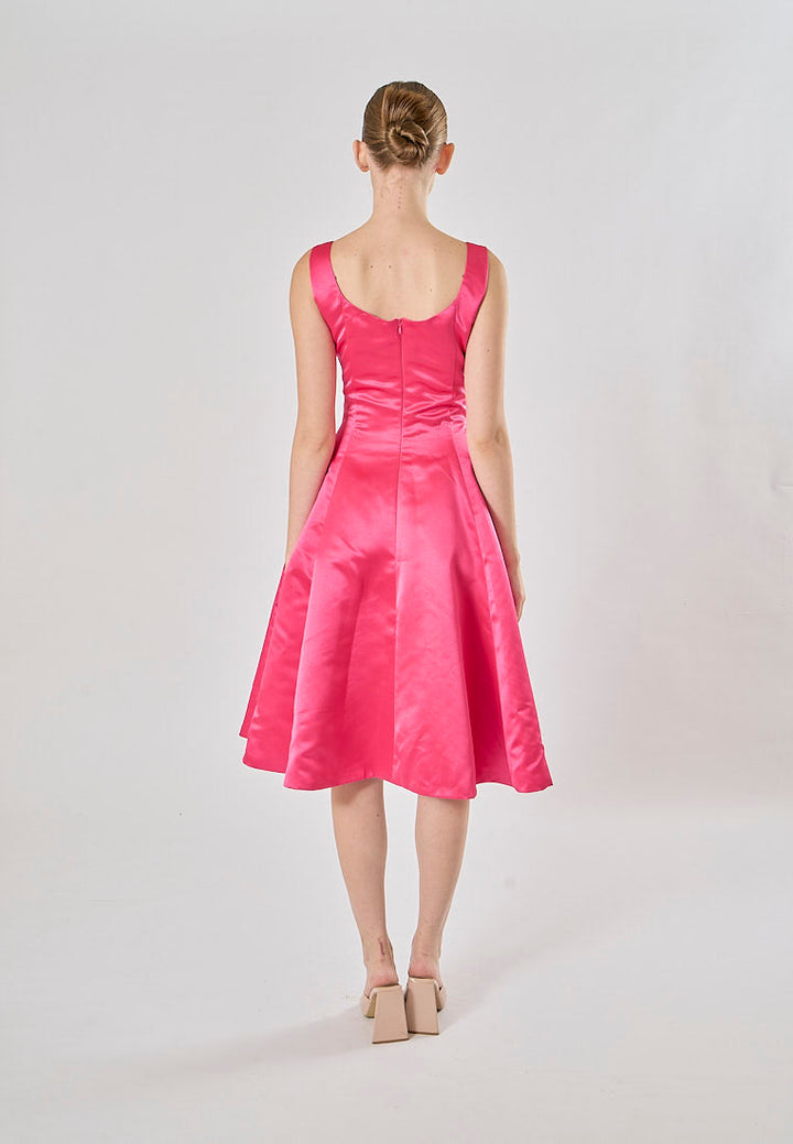 Zacari Rosie Pink  A-line Square Collar Maxi Prom Dress