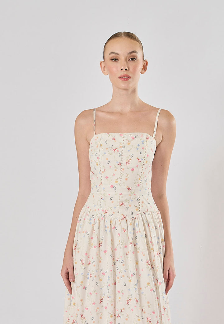 Legacy White Floral Print A-Line Maxi Dress