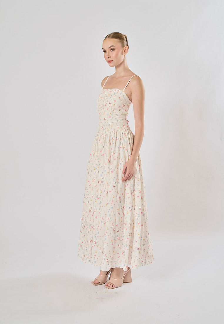 Legacy White Floral Print A-Line Maxi Dress
