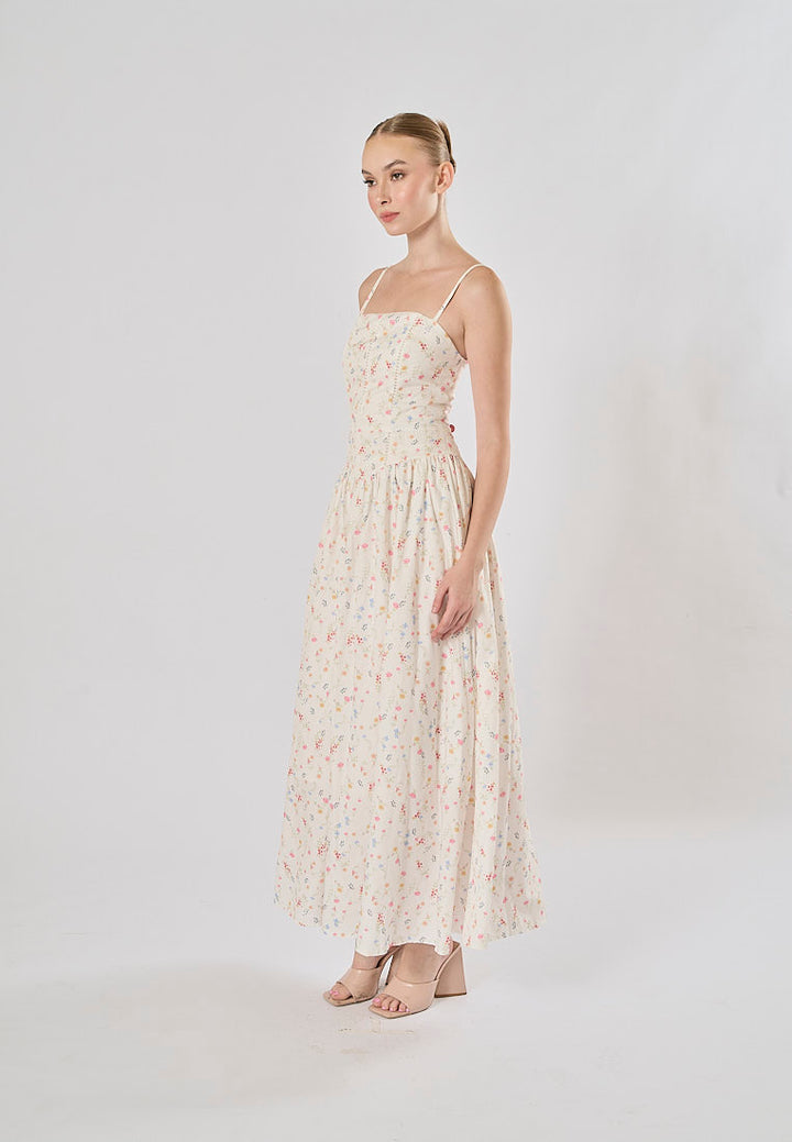 Legacy White Floral Print A-Line Maxi Dress