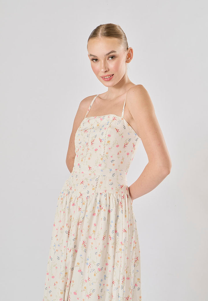 Legacy White Floral Print A-Line Maxi Dress