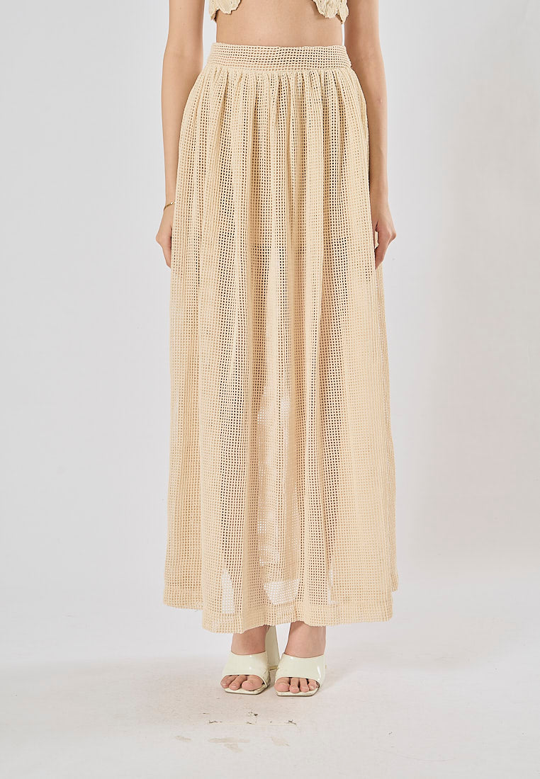 Blaise Cream Knitted Top WIth Mid Knitted Skirt Set