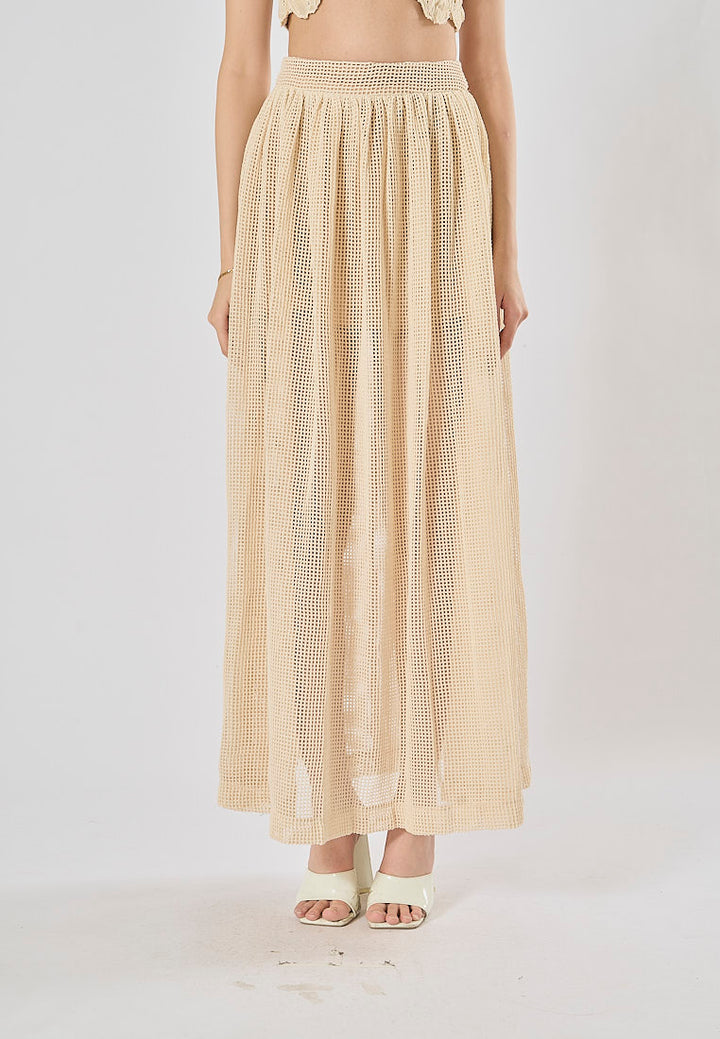 Blaise Cream Knitted Top WIth Mid Knitted Skirt Set