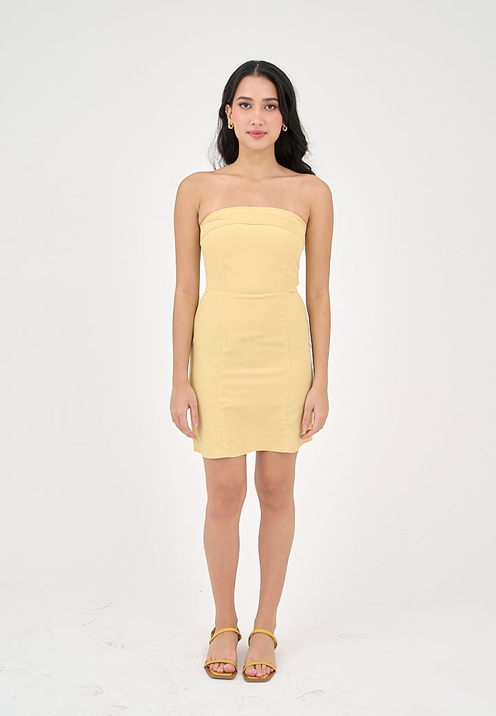 Suazanah Butter Yellow Mini Tube Dress