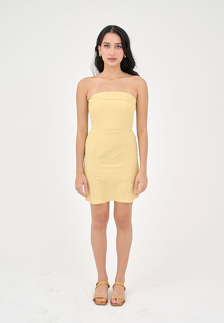 Suazanah Butter Yellow Mini Tube Dress