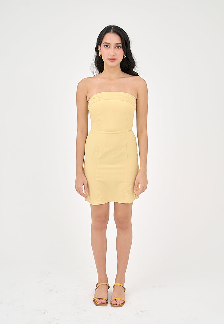 Suazanah Butter Yellow Mini Tube Dress