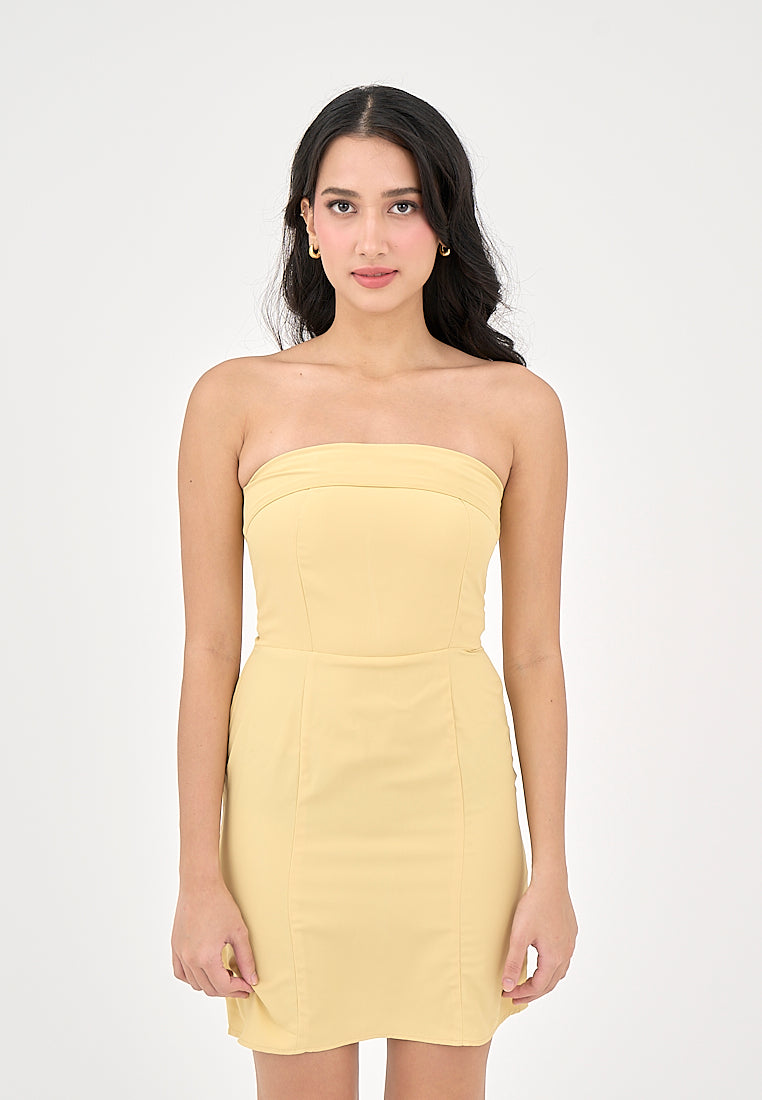 Suazanah Butter Yellow Mini Tube Dress