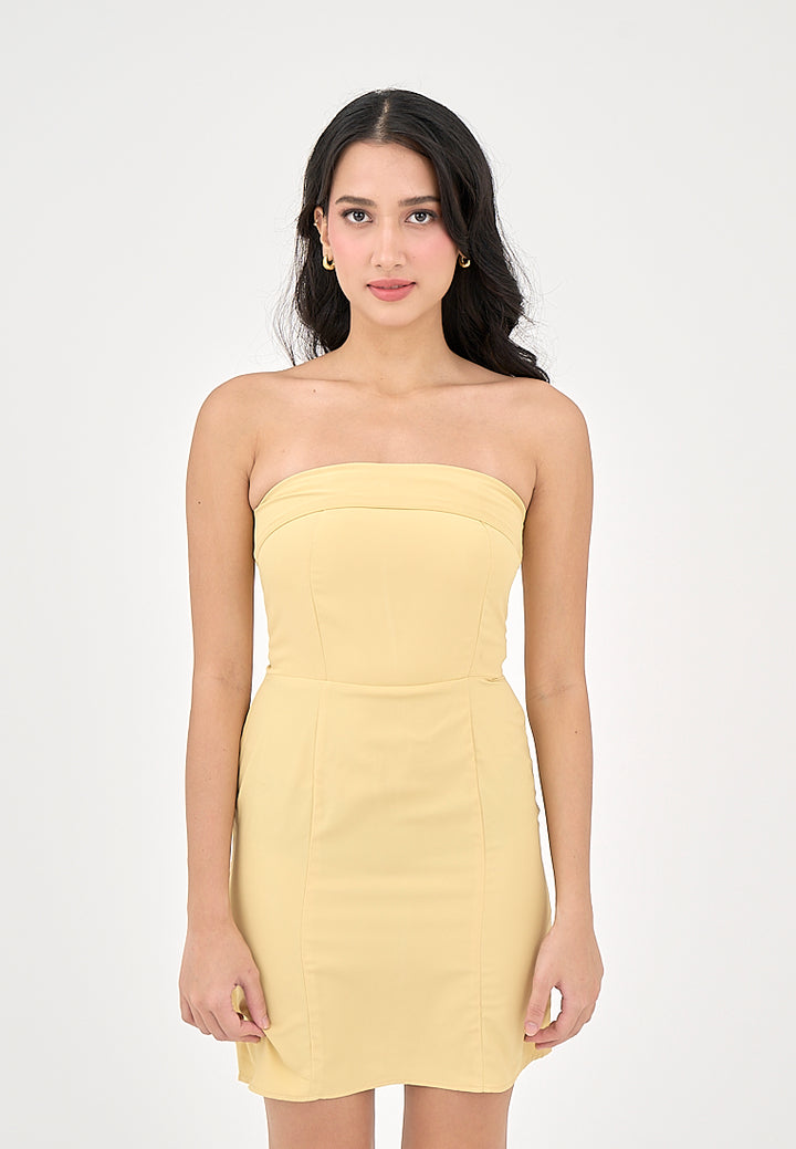 Suazanah Butter Yellow Mini Tube Dress