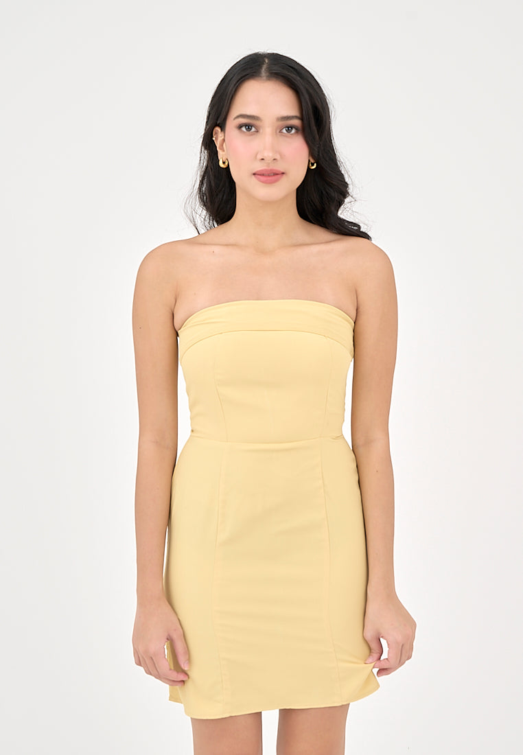 Suazanah Butter Yellow Mini Tube Dress