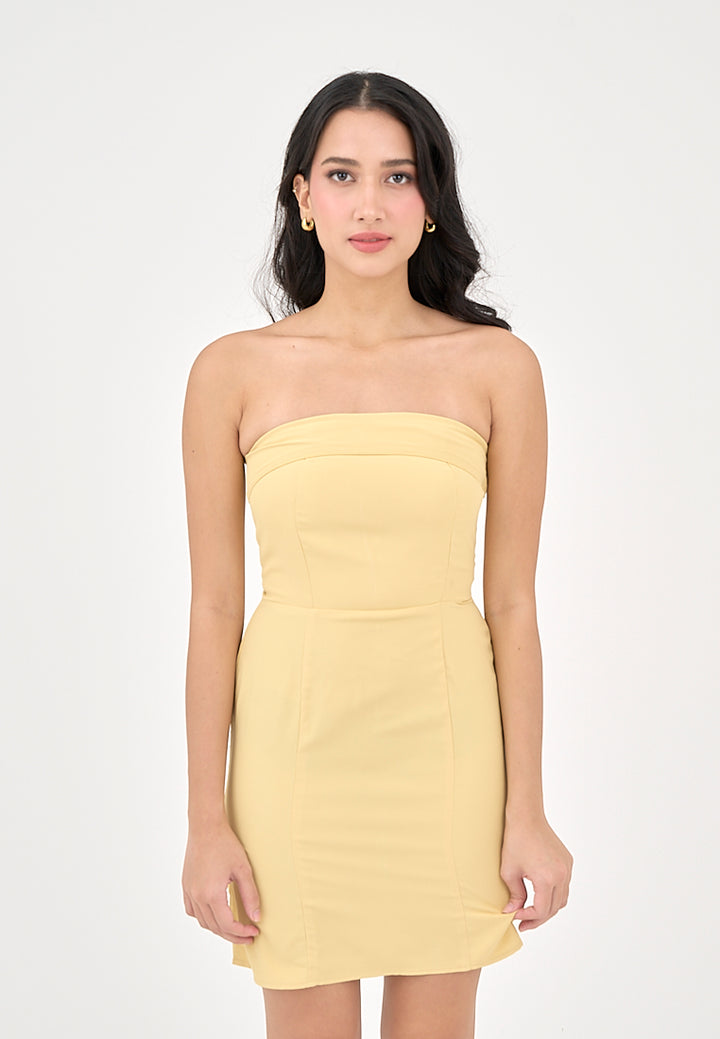Suazanah Butter Yellow Mini Tube Dress