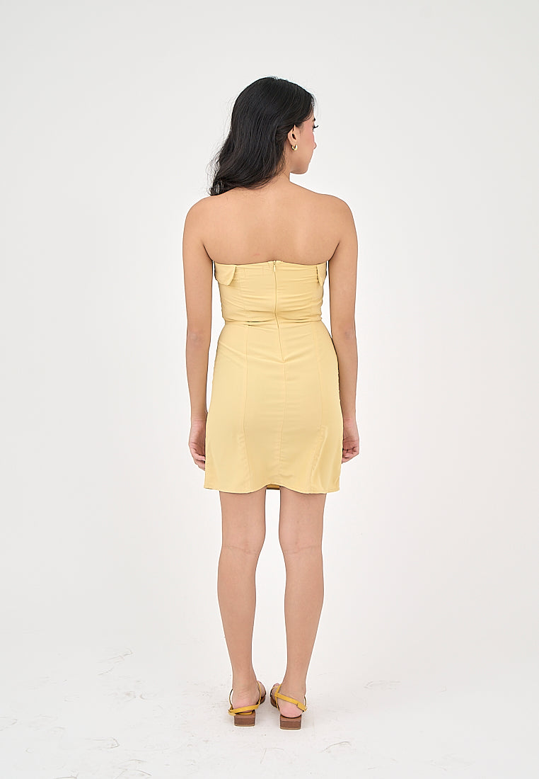 Suazanah Butter Yellow Mini Tube Dress
