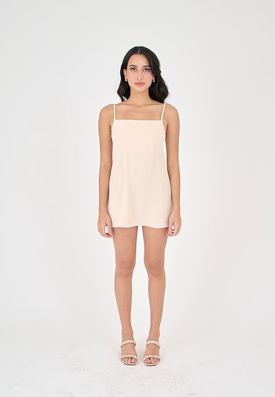 Taja Blush Pink Deep Square Neck Mini Dress