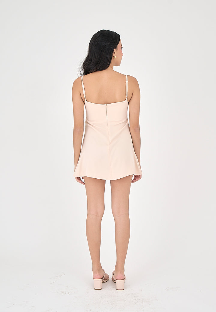 Taja Blush Pink Deep Square Neck Mini Dress