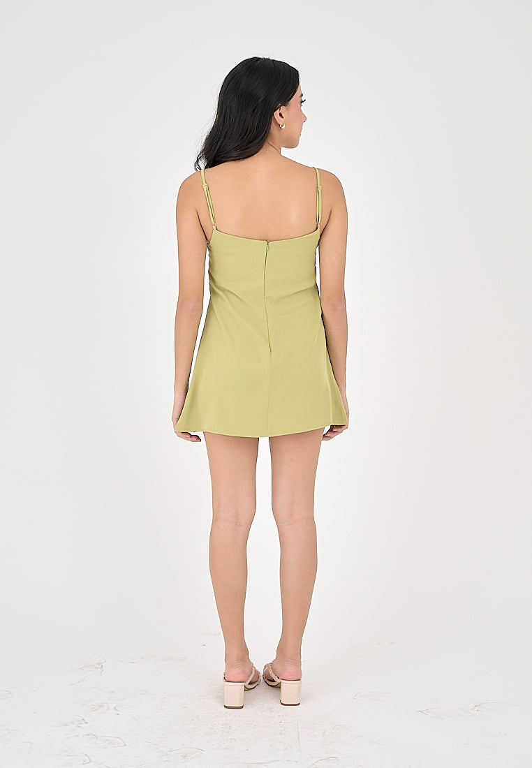 Taja Lime Green Deep Square Neck Mini Dress – Love, Ara