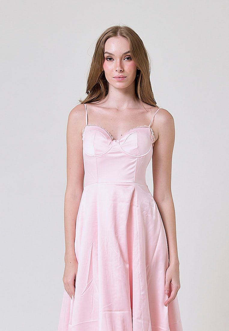 pastel pink flowy dress Light Pink Tropical Print Chiffon Dress - Maxi Dresses