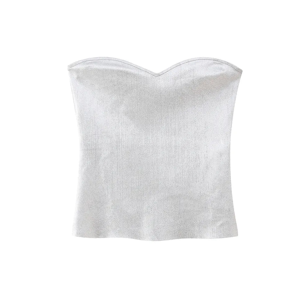 Mendy White Sweetheart Neckline Knitted Basic Tube Top