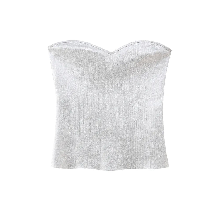 Mendy White Sweetheart Neckline Knitted Basic Tube Top