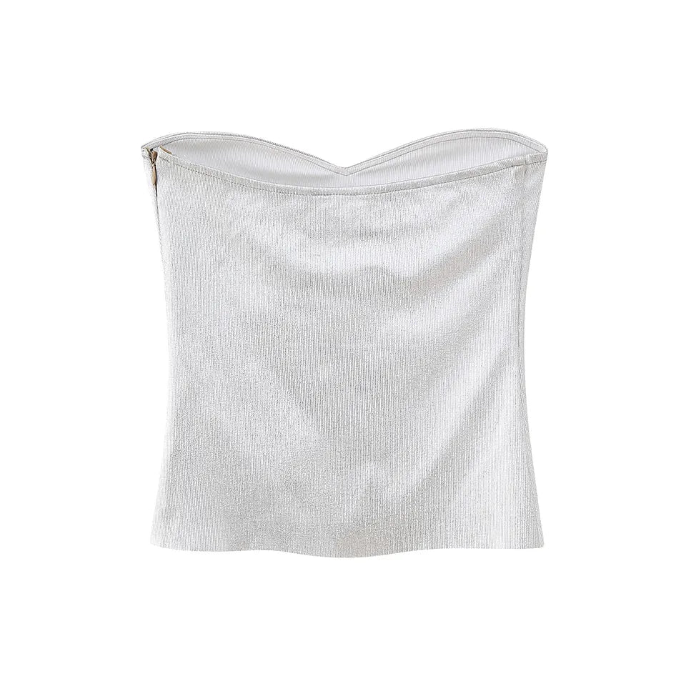 Mendy White Sweetheart Neckline Knitted Basic Tube Top