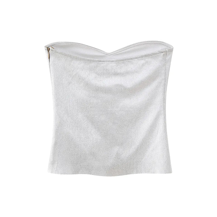 Mendy White Sweetheart Neckline Knitted Basic Tube Top