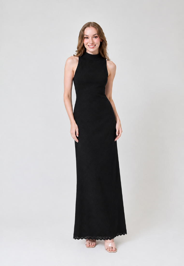 Scottie Black Jewel Jacquard Print Maxi Dress