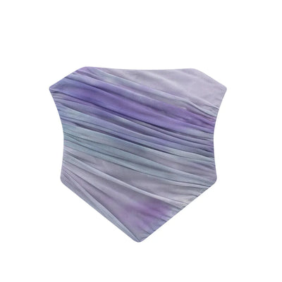 (PRE-ORDER: ETA February 25) Naffel Blue Tie Dye Pleated Side Zipper Mesh Tube Top