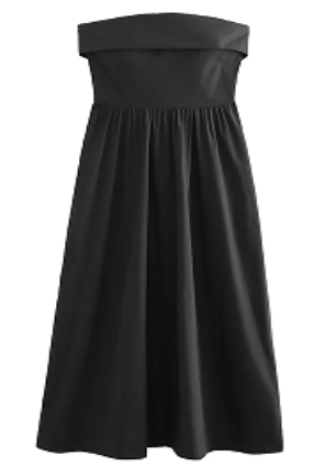 Liesl Dark Grey Folded Neckline Pleated Tube Midi Dress