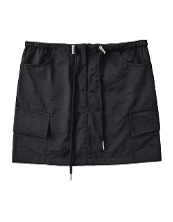 Itzzy Black Drawstring Elastic Waist Side Pockets Mini Skirt