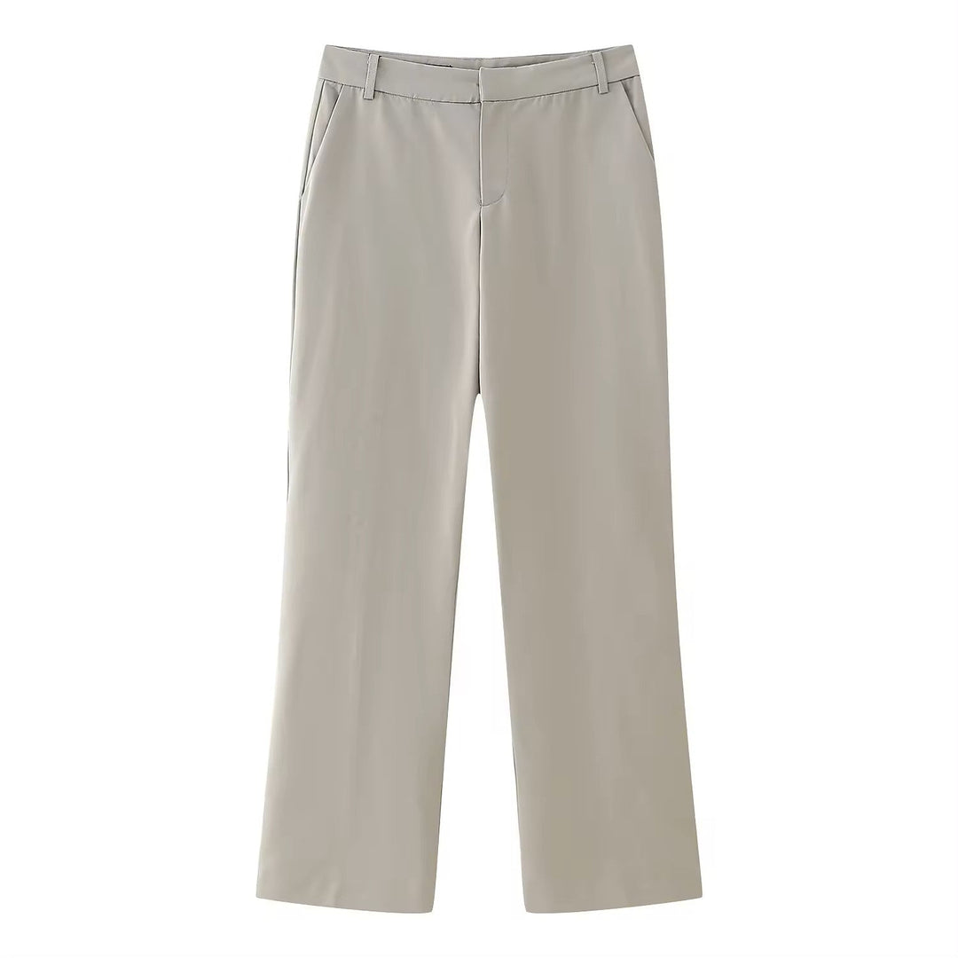 Vodka Gray Zipper Fly Side Pockets Full Length Casual Trouser