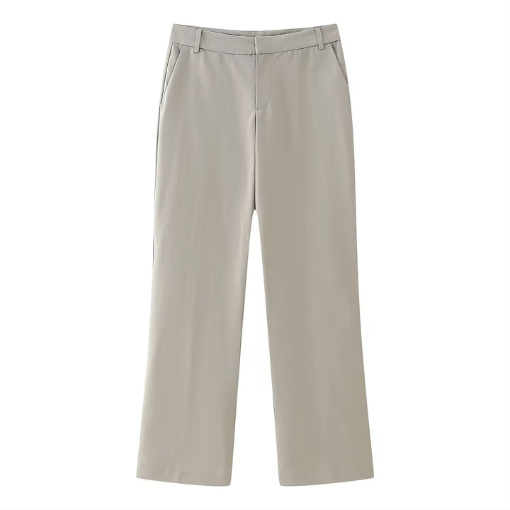 Vodka Gray Zipper Fly Side Pockets Full Length Casual Trouser