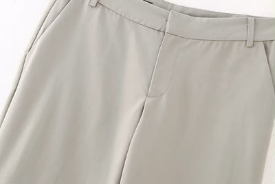Vodka Gray Zipper Fly Side Pockets Full Length Casual Trouser