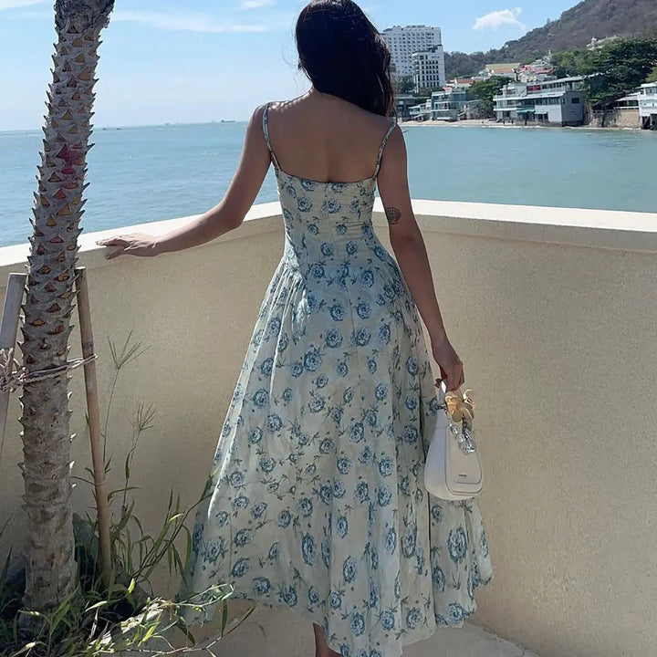 Zillah Green Spaghetti Strap Sleeveless Floral Maxi Dress