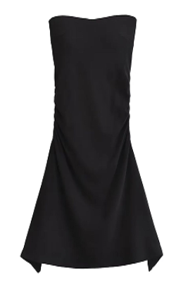 Claudette Black Sweetheart Neckline Pleated Long Sides Tube Mini Dress