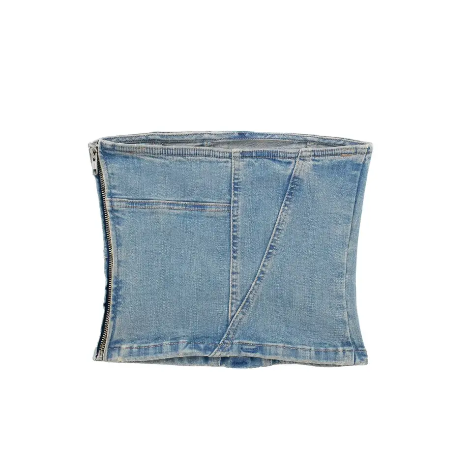 Nylah Light Blue Denim Lined Tube Top