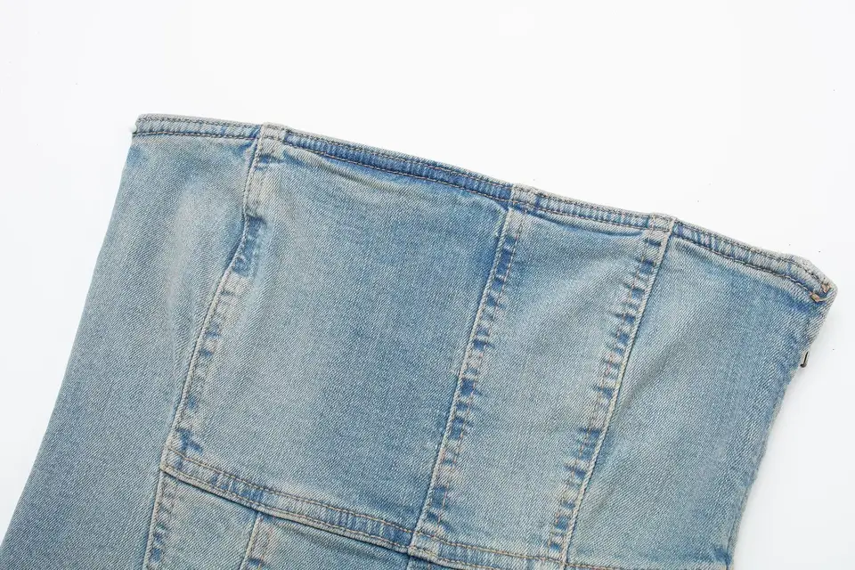 Nylah Light Blue Denim Lined Tube Top