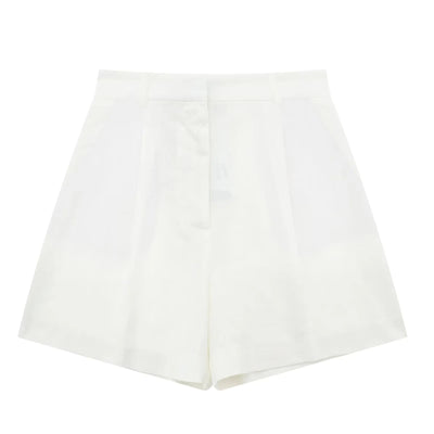 Cove White Zipper Fly with Side Pockets Casual Shorts with Belt Loop