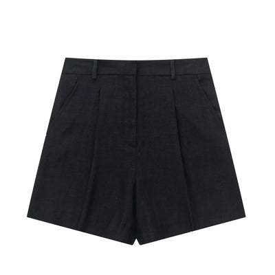 Cove Black Zipper Fly with Side Pockets Casual Shorts with Belt Loop