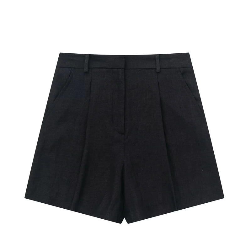 Cove Black Zipper Fly with Side Pockets Casual Shorts with Belt Loop