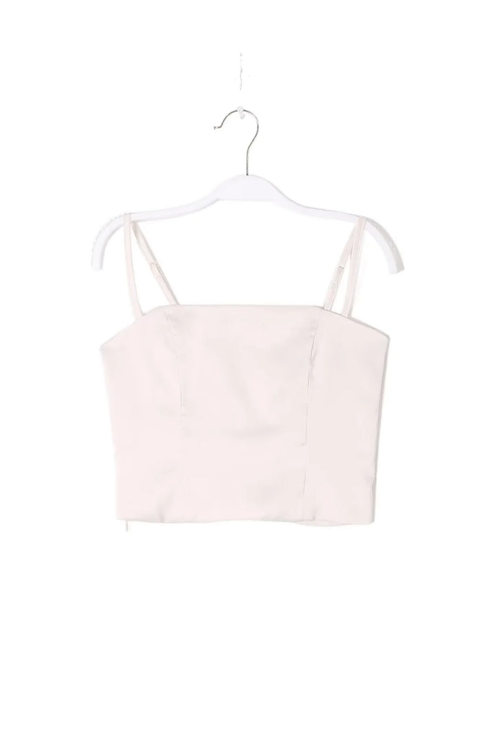Isla Cream Square Neck Adjustable Thin Strap Crop Top