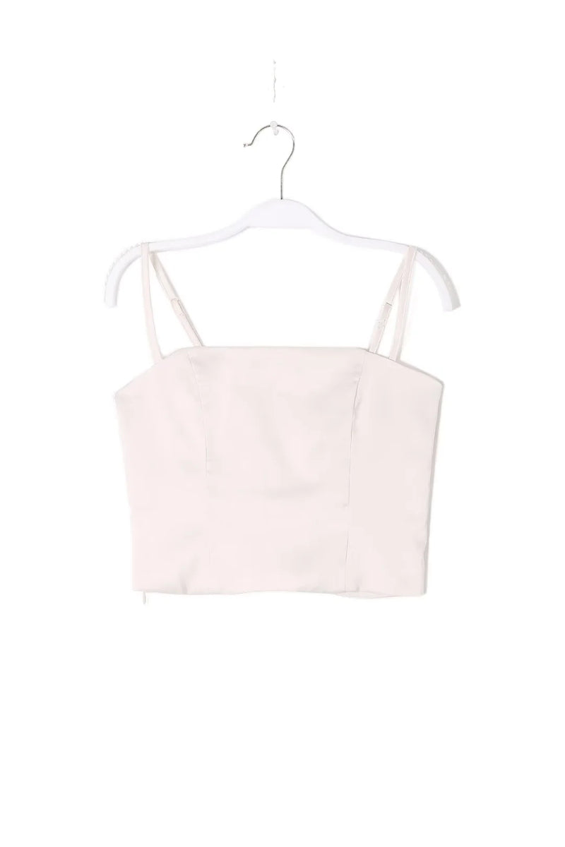 Isla Cream Square Neck Adjustable Thin Strap Crop Top