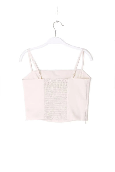 Isla Cream Square Neck Adjustable Thin Strap Crop Top